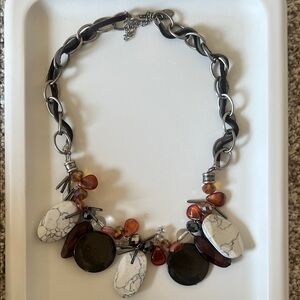 Elegant Black and White Stone Necklace